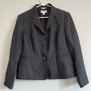 Talbots Womens Wool Silk Lined Blazer Petite Sz 10 Black Office Career Everyday